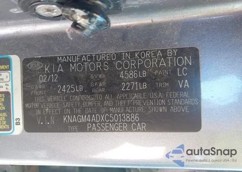 2012 Kia Optima Hybrid Ex z USA, uszkodzony, nr VIN KNAGM4ADXC5013886